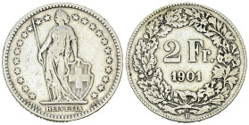 Schweiz, AR 2 Franken 1901 B