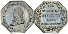 Basel, Bistum, Octogonale AR Medaille 1788, Münzstätte