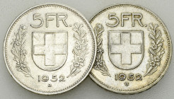 Schweiz, Lot von 2 AR 5 Franken 1952