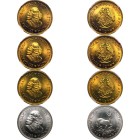 South Africa 1964 Lot of 4 Various Metals 50 Cents, 1/2 Cents graded