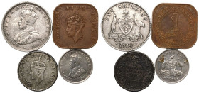British Colonial/Commonwealth 1914, 1918 M, 1940 •, 1941 I Lot of 4 Various Metals Various denominations Various conditions