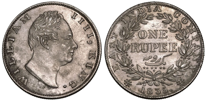 INDIA. BRITISH. William IV, 1830-37. 
Silver 1 Rupee, 1835. Calcutta. 
Obv: WI...