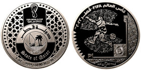 Qatar Tamim bin Hamad Al Thani 2022 Silver 5 Riyals FIFA World Cup Qatar 2022 - Play Proof