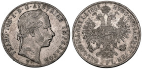 Austria: Habsburg 1863 V Silver 1 Florin Key Date