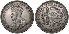 Cyprus: British George VI 1928 Silver 45 Piastres British Rule Anniversary