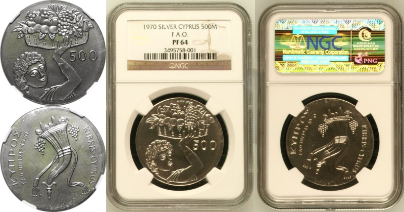 CYPRUS. Republic, 1960-. 
Silver 500 Mils, 1970. Royal Mint (Tower Hill). Proof...