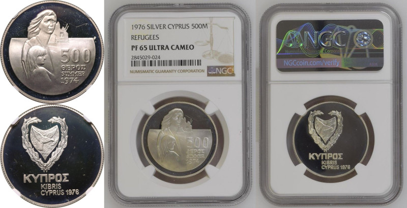 CYPRUS. Republic, 1960-. 
Silver 500 Mils, 1976. Proof. 
2nd Anniversary of Tu...