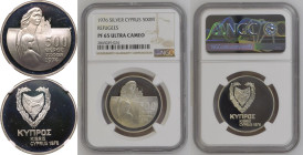 Cyprus Republic 1976 Silver 500 Mils Refugee Proof NGC PF 65 ULTRA CAMEO