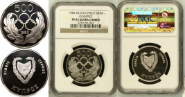 Cyprus Republic 1980 Silver 500 Mils Moscow Olympic Games Proof NGC PF 63 ULTRA CAMEO