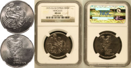 Cyprus Republic 1975 CuproNickel 500 Mils Hercules NGC MS 64