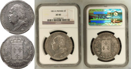 France Louis XVIII 1821 A Silver 5 Francs NGC XF 45