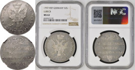 Germany: Free Hanseatic city of Lübeck Free City 1797 HDF Silver 32 Schilling NGC MS 62