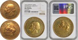 Germany: Landesbank der Provinz Westfalen Weimar Republic 1923 Gilt Bronze 10000 Mark Notgeld NGC UNC DETAILS Holder Damage