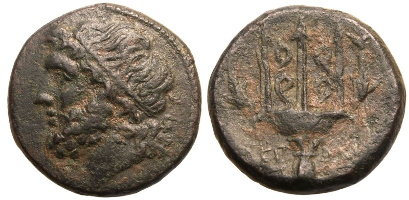 MAGNA GRAECIA. SICILY, SYRACUSE. Hieron II. 
Bronze AE22, circa 240-215 BC. 
O...