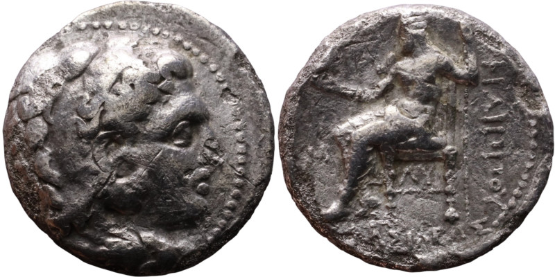 Philip III (King of Macedonia 323-317) Tetradrachm Obverse: Head of Herakles rig...