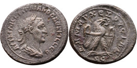 Trajan Decius (249-251) Tetradrachm. Obv: Laureate, draped bust of emperor Rev:Eagle standing left, head right, wreath in beak, tail right, wings spre...