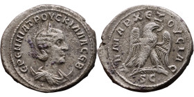 Herennia Etruscilla (Wife of Decius) Tetradrachm Obv: Bust of empress Rev: Eagle standing left, wings open,

29mm 12,62g