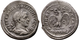 Philip I The Arab (244-249) Tetradrachm. Obverse: Bust of emperor. Reverse: Eagle standing left, head right, wreath in beak, tail right, wings spread...