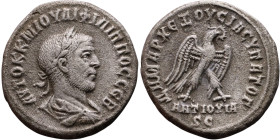 Philip I The Arab (244-249) Tetradrachm. Obverse: Bust of emperor. Reverse: Eagle standing left, head right, wreath in beak, tail right, wings spread...