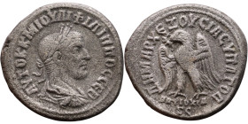 Philip I The Arab (244-249) Tetradrachm. Obverse: Bust of emperor. Reverse: Eagle standing left, head right, wreath in beak, tail right, wings spread...