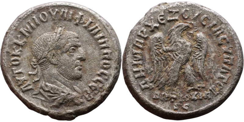 Philip I The Arab (244-249) Tetradrachm. Obverse: Bust of emperor. Reverse: Eagl...