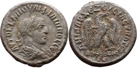Philip I The Arab (244-249) Tetradrachm. Obverse: Bust of emperor. Reverse: Eagle standing left, head right, wreath in beak, tail right, wings spread...