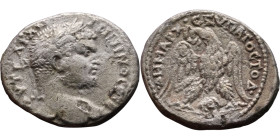 Caracalla (211-217) Tetradrachm. Obverse: Bust of emperor. Reverse: Eagle standing left, head right, wreath in beak, tail right, wings spread

27mm ...