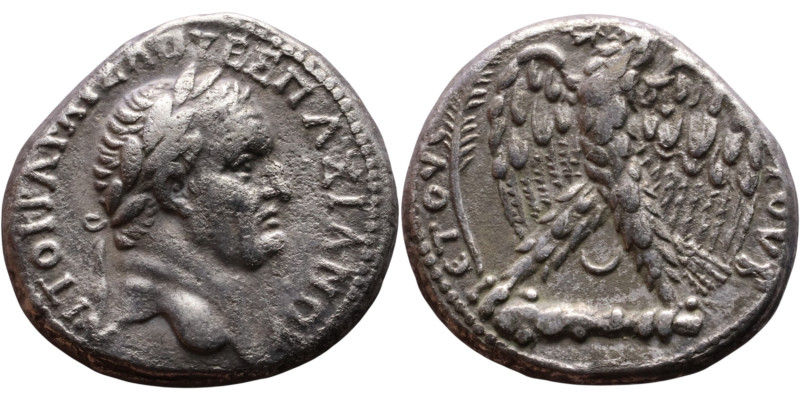 Vespasian (69-79) Tetradrachm Obverse: Laureate head of emperor right, with aegi...