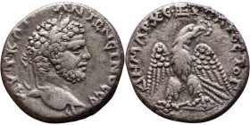 Caracalla (211-217) Tetradrachm. Obverse: Bust of emperor. Reverse: Eagle standing left, head right, wreath in beak, tail right, wings spread

25mm ...