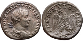 Gordian III (238-244) Tetradrachm. Obverse: Bust of emperor. Reverse: Eagle standing left, head right, wreath in beak, tail right, wings spread

24m...