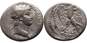 Nero (54-68) Syria: Antioch. Tetradrachm Obverse: ΝΕΡΩΝ ΚΑΙΣΑΡ ΣΕΒΑΣΤΟΥ Laureate head of Nero, right, with aegis Reverse: Eagle on thunderbolt, right;...