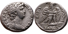Nero (54-68) Syria: Antioch. Tetradrachm Obverse:Laureate head of Nero left Reverse: Eagle on thunderbolt, right; to right and palm branch

25mm 14,...