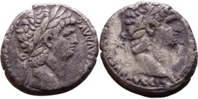 Nero and Claudius, (ca 63-68 AD) AR tetradrachm of Antioch Obverse: NERO CLAVD DIVI CLAVD F CAESAR AVG GER, laureate head of Nero right; star behind R...