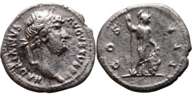 Hadrian (117-138) Denarius Obv: Laureate, draped bust of emperor. Rev: Mars standing left, holding inverted spear and shield.

18mm 3,00g