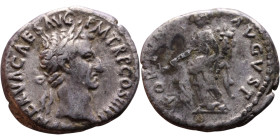 Nerva (96-98) Denarius Obv: Laureate bust of emperor draped Rev: Fortuna standing left, holding rudder and cornucopiae. 

18mm 3,28g