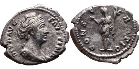 Diva Faustina I (Wife of Antoninus Pius) Denarius. Obverse: veiled and draped bust right Reverse: Ceres standing left, holding torch and raising right...