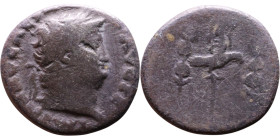Nero (54-68) Denarius. Obv:Laureate, draped bust of emperor. Rev: Legionary eagle between two standards

17mm 3,03g