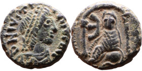Justin I (518-527) Pentanummium. Obverse: D N IVSTINVS P P AVG, diademed, draped, and cuirassed bust right Reverse: Large E. Tyche figure

12mm 1,79...