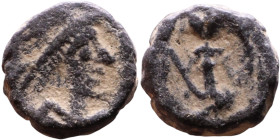 Anastasius (491-518) Nummus. Obverse: DN ANASTASIVS PP AVG. Diademed bust. Reverse: Monogram

8mm 0,79g

Artificial sand patina