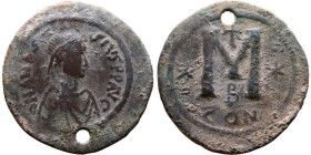 Anastasius I (491-518) Follis. Obverse: DN ANASTASVS PP AVG diademed, draped, and cuirassed bust right Reverse: Large M

39mm 17,70g