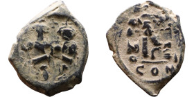 Heraclius and Hercalius Constantine (610-641) Follis. Obverse: Heraclius on left, Heraclius Constaninte on right, . Reverse: ANNO, Large M, cross abov...
