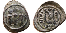 Heraclius, Martina and Heraclius Constantine (610-641) Follis Obverse: From left, Martina, Heraclius, heraclius Constantine Reverse: Large M, ANNO,
...