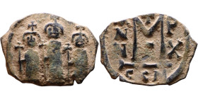 Heraclius, Martina and Heraclius Constantine (610-641) Follis Obverse: From left, Martina, Heraclius, heraclius Constantine Reverse: Large M, ANNO,
...