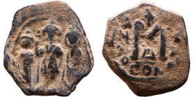Heraclius, Martina and Heraclius Constantine (610-641) Follis Obverse: From left, Martina, Heraclius, heraclius Constantine Reverse: Large M, ANNO,
...