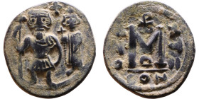 Heraclius and Hercalius Constantine (610-641) Follis. Obverse: Heraclius on left, Heraclius Constaninte on right, . Reverse: ANNO, Large M, cross abov...