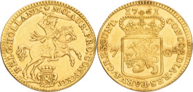 Halve gouden rijder van 7 gulden. Holland. 1761. VF

Mount traces. CNM 2.28.48. Delm. 783. AU. 4,9 g