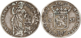 Halve generaliteitsgulden van X stuiver. V.O.C. (Utrecht). 1786. F +

Folding track. Passon 14.4. Ar. 5,1 g
