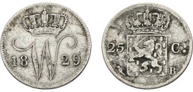 25 Cent. Willem I. 1829 B. VF -

Cleaned. Sch. 300. Ar. 4,1 g