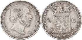 ½ Gulden. Willem III. 1863. VF +

Sch. 630. Ar. 5 g