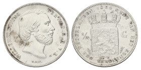 ½ Gulden. Willem III. 1864. XF.

Slightly cleaned. Sch. 631. Ar. 4,9 g